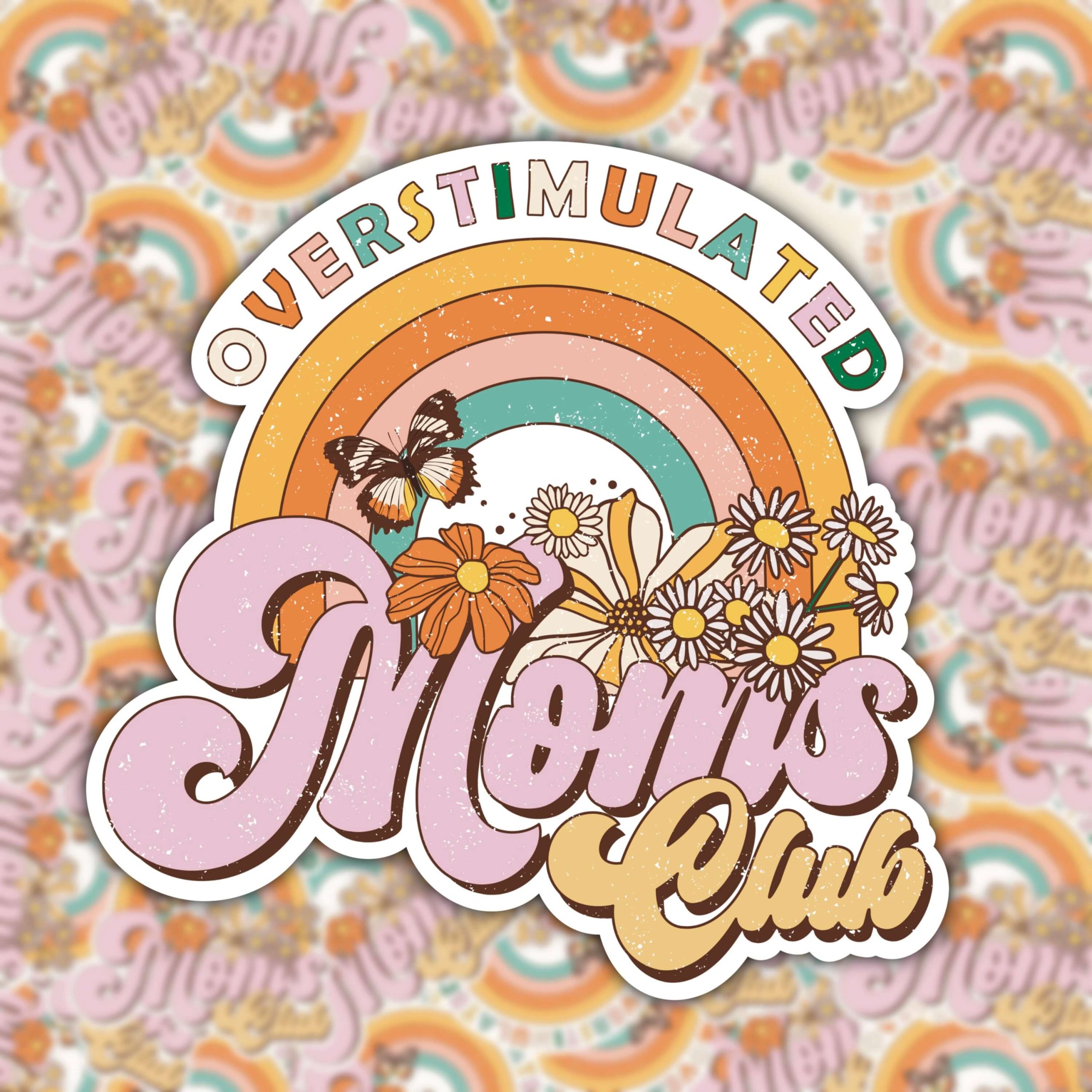 WS009 OVERSTIMULATED MOMS CLUB WATERPROOF STICKER
