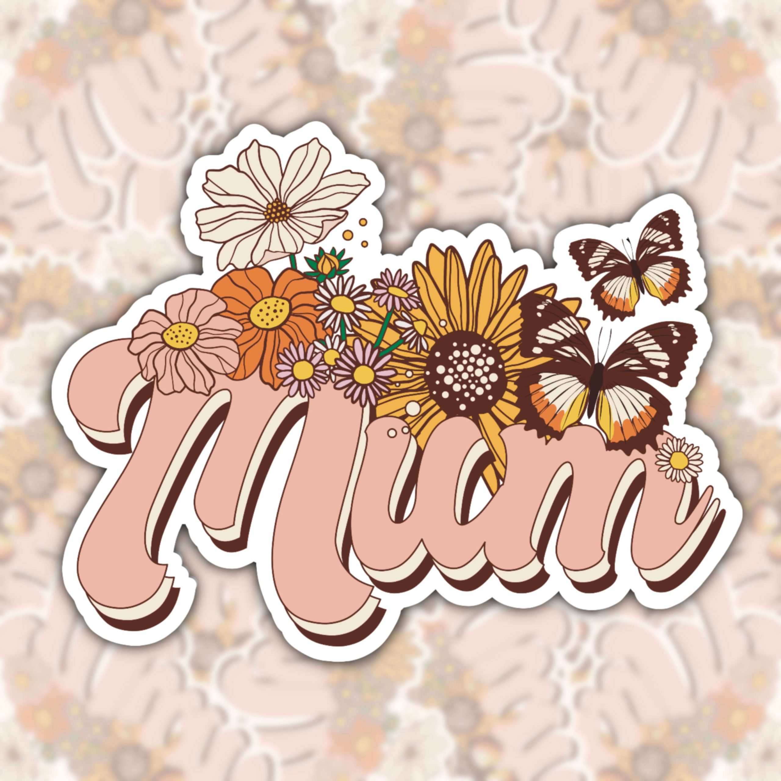 WS011 RETRO VINTAGE MUM FLORAL WATERPROOF STICKER (2)