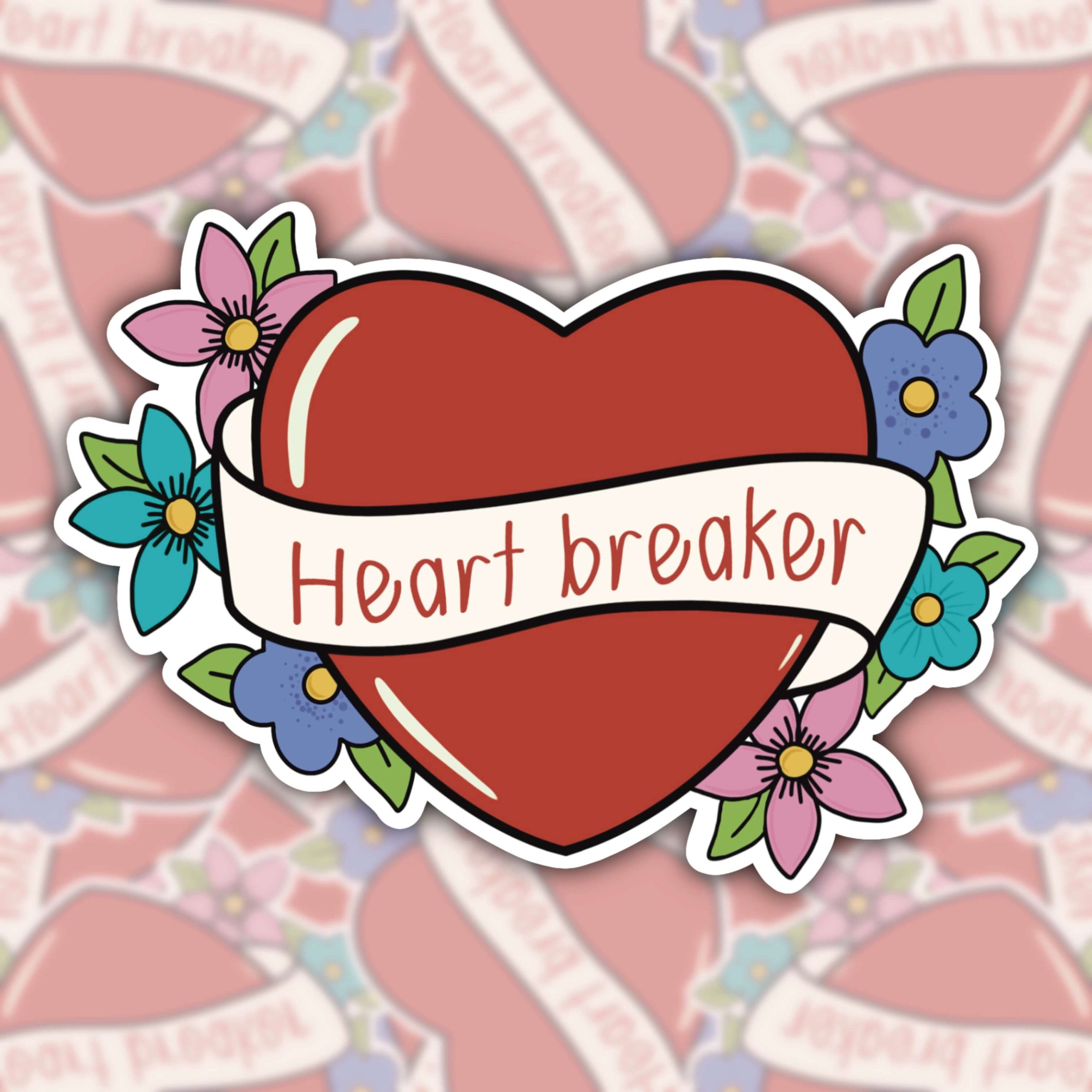 WS018 HEART BREAKER WATERPROOF STICKER