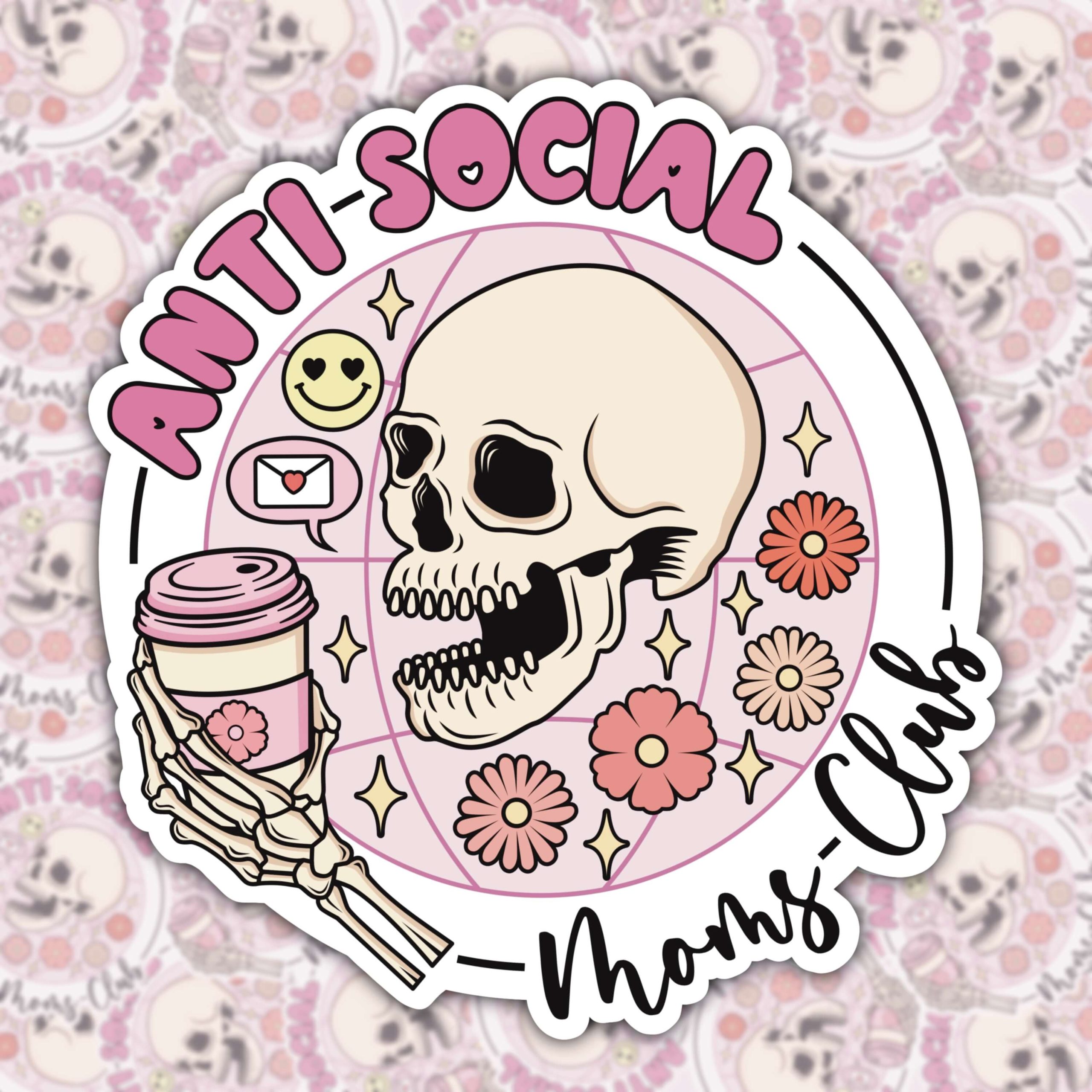 WS028 ANTI SOCIAL MOMS CLUB WATERPROOF STICKER