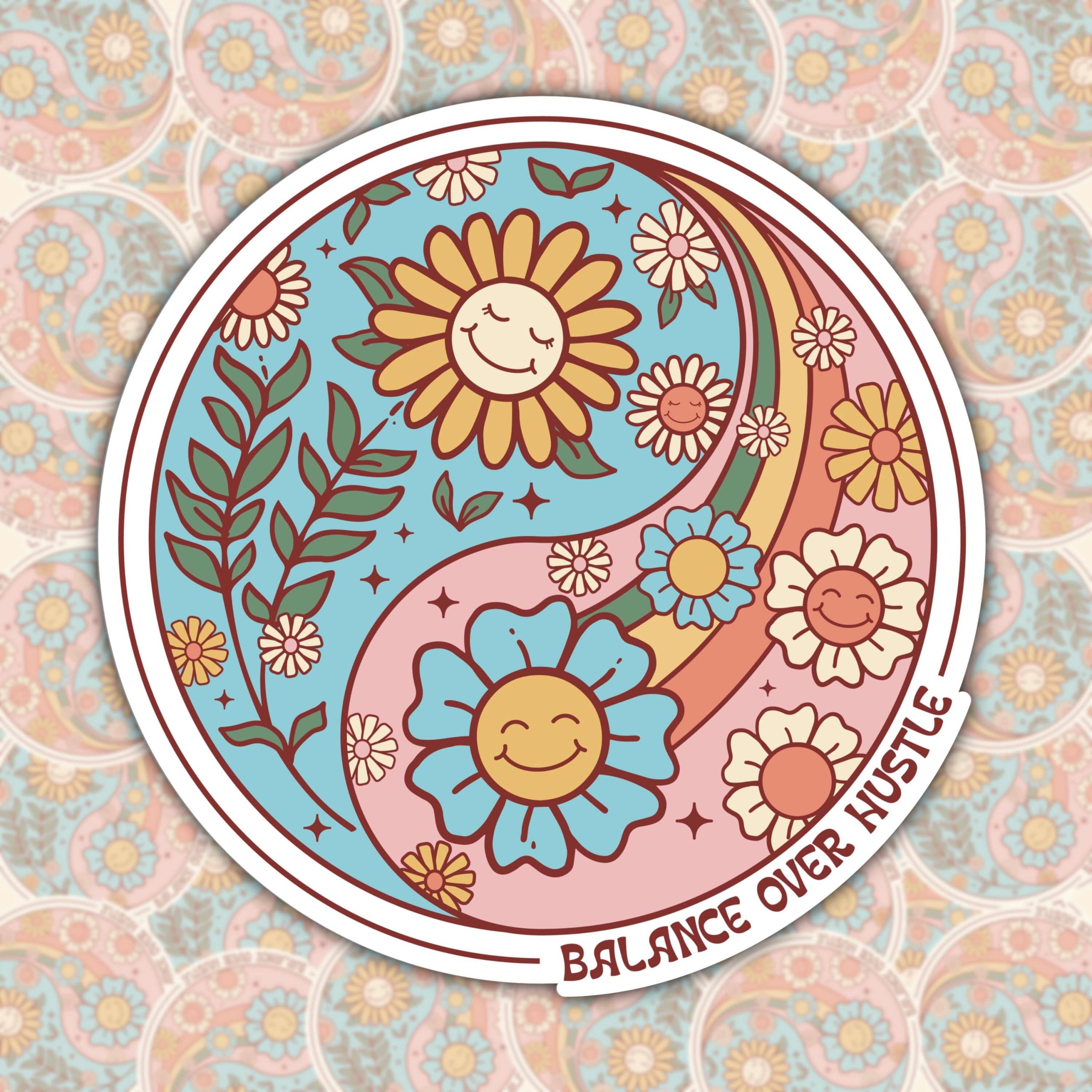 WS034 BALANCE OVER HUSTLE MENTAL HEALTH INSPIRATION WATERPROOF STICKER