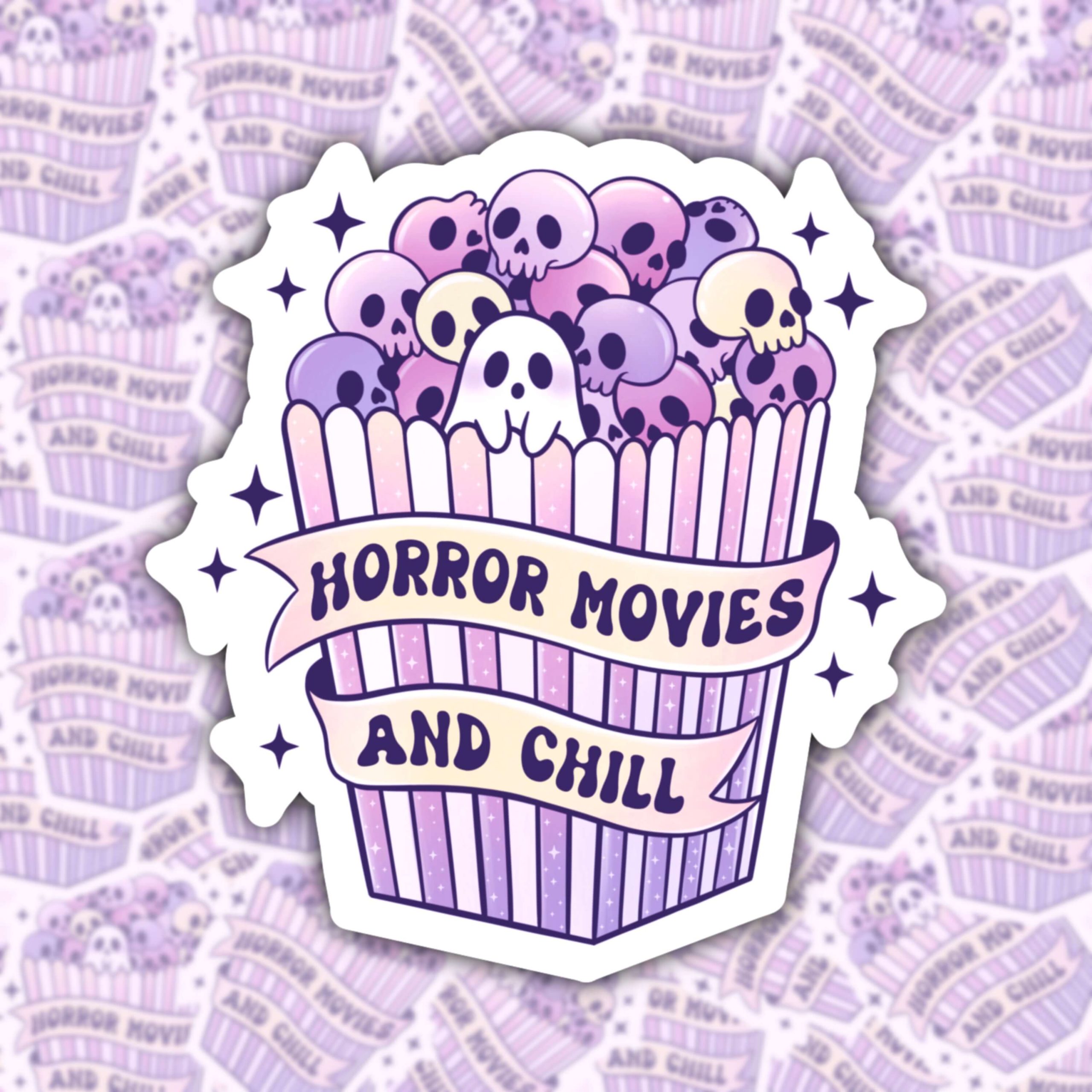 WS046 HORROR MOVIES AND CHILL PASTEL GOTH WATERPROOF STICKER
