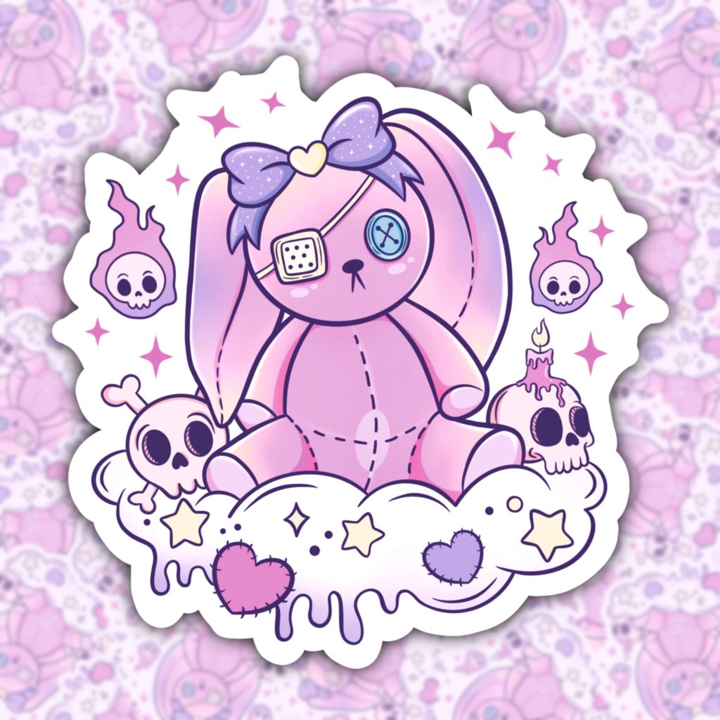 Pastel goth bunny waterproof sticker