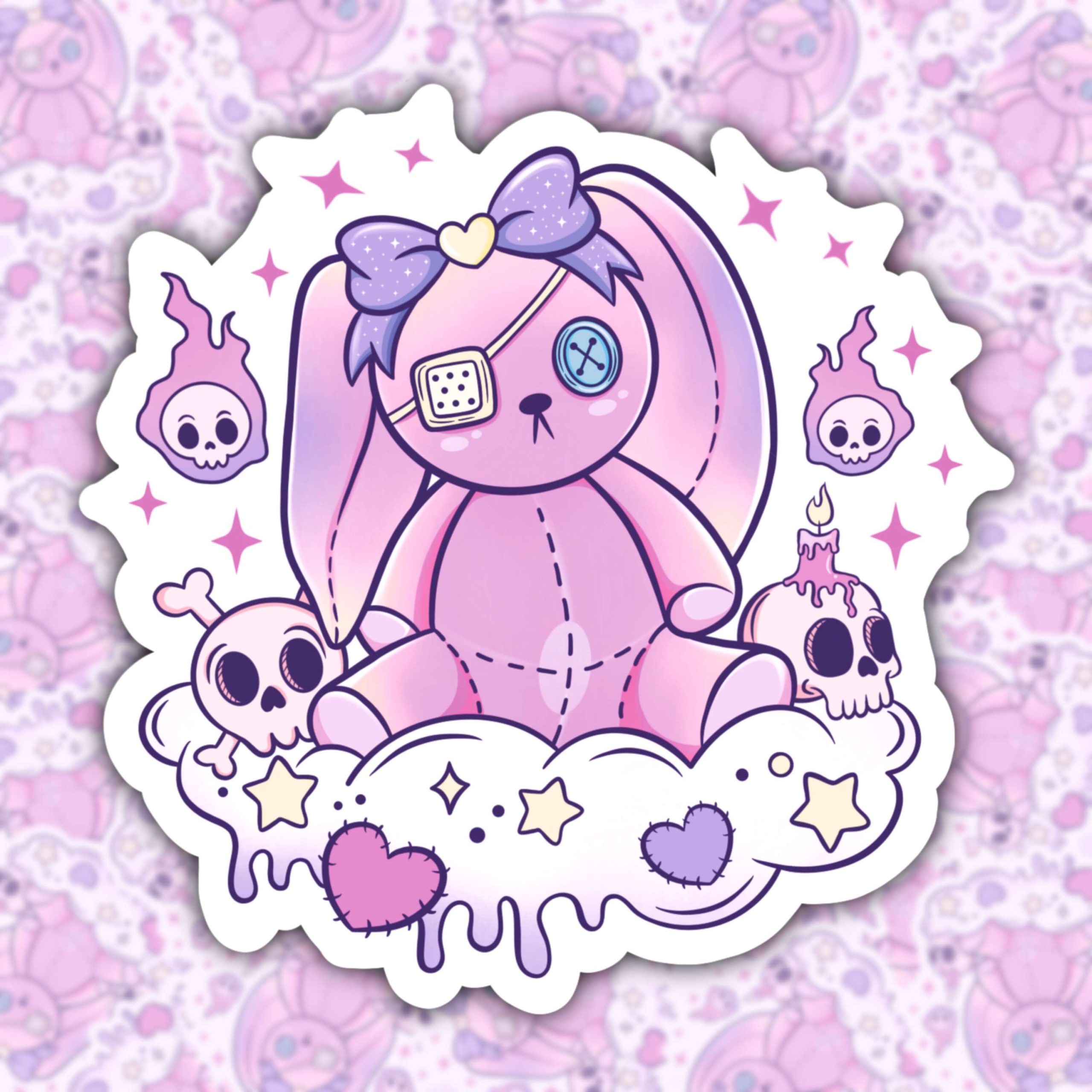 WS047 PASTEL GOTH BUNNY WATERPROOF STICKER