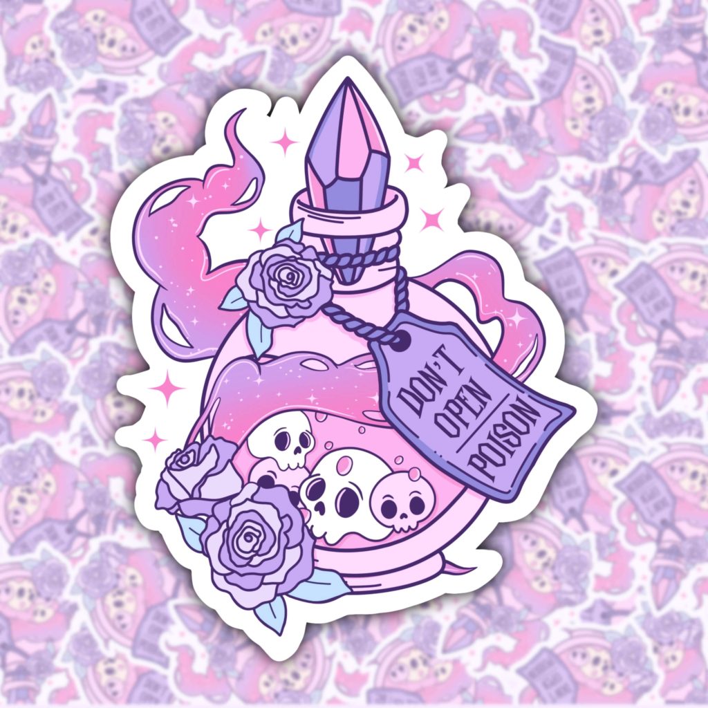 Dont open, poison pastel goth waterproof sticker