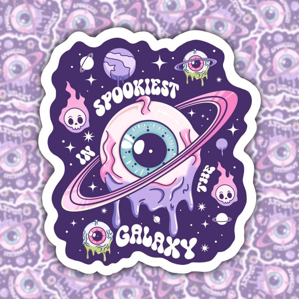 Spookiest galaxy pastel goth waterproof sticker