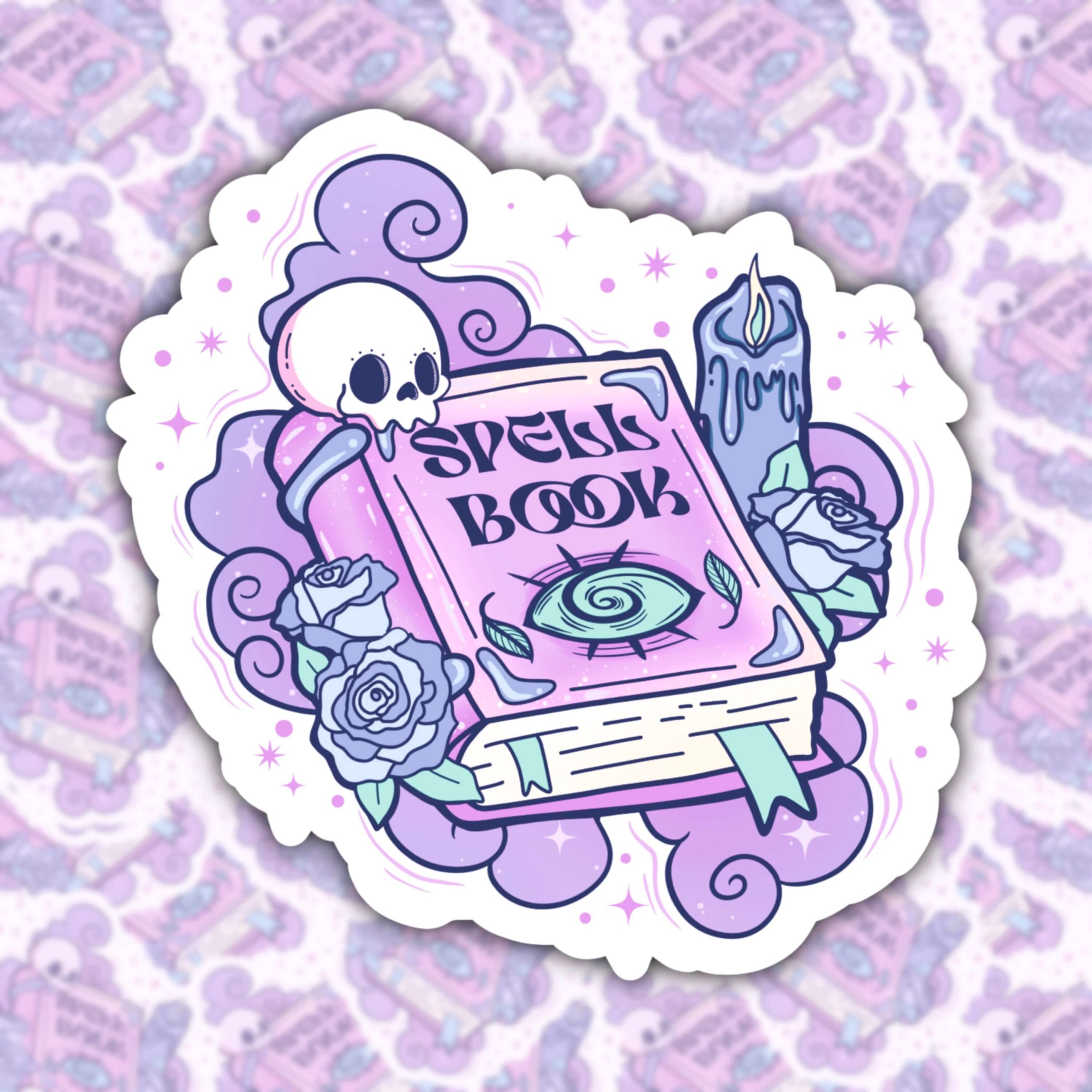 WS053 PASTEL GOTH SPELL BOOK WATERPROOF STICKER