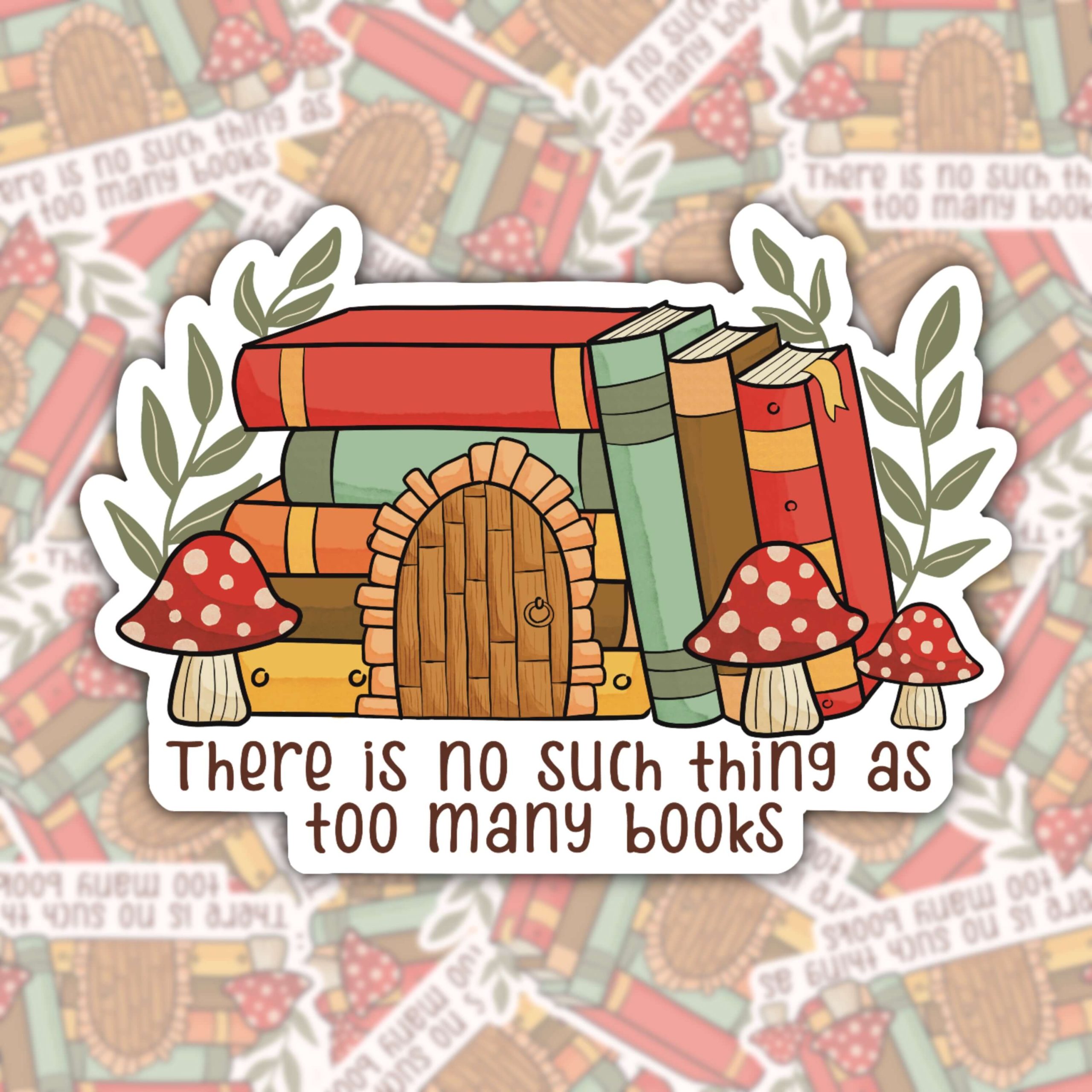 WS059 TOO MANY BOOKS WATERPROOF STICKER