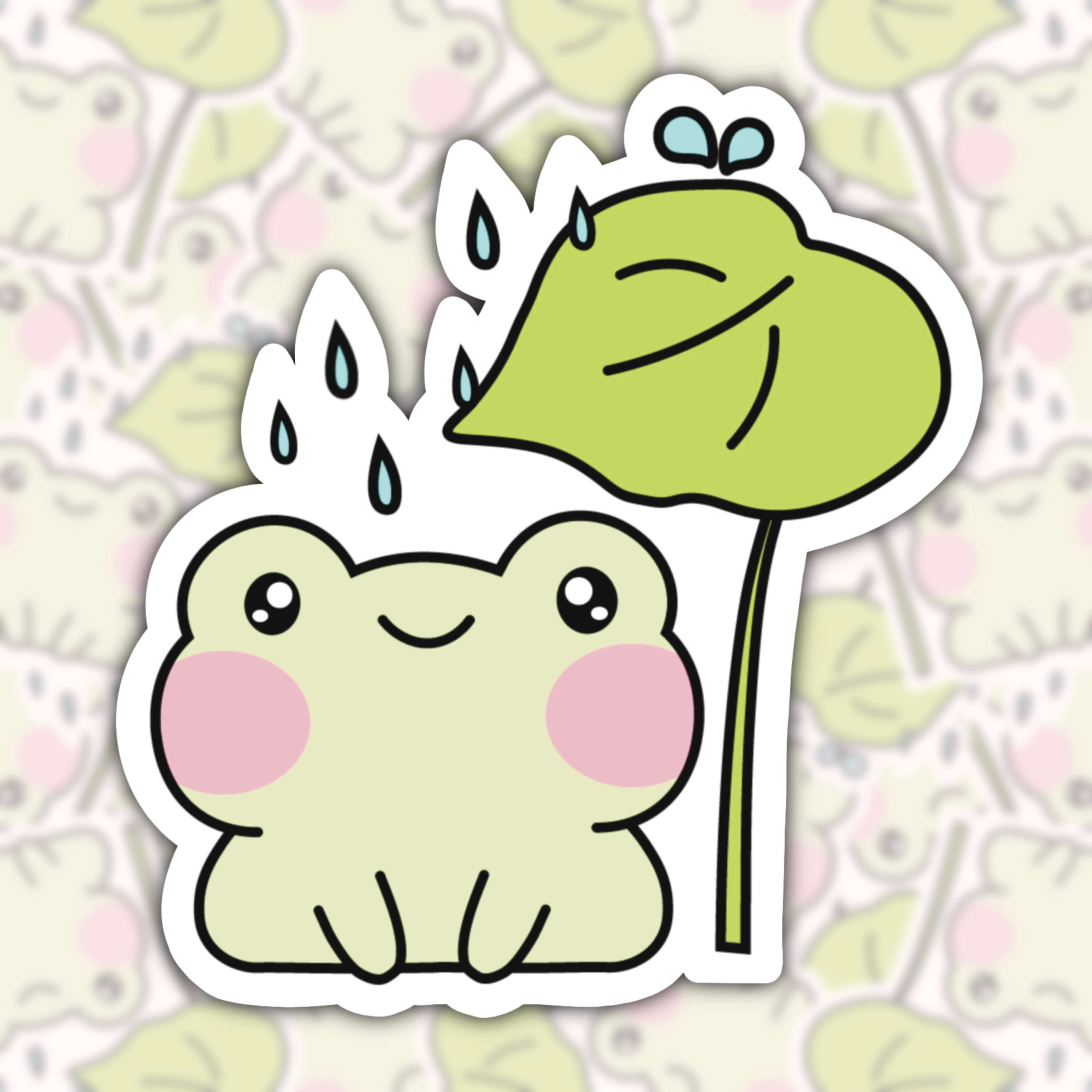 WS074 RAINDROPS FROG WATERPROOF STICKER