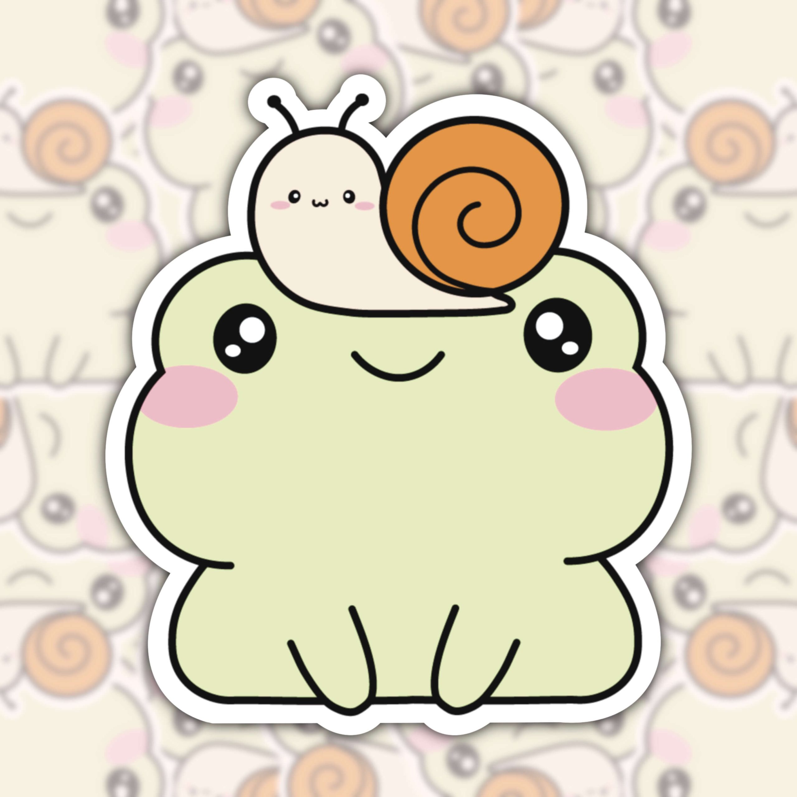 WS076 CUTE FROG WITH SNAIL WATERPROOF STICKER