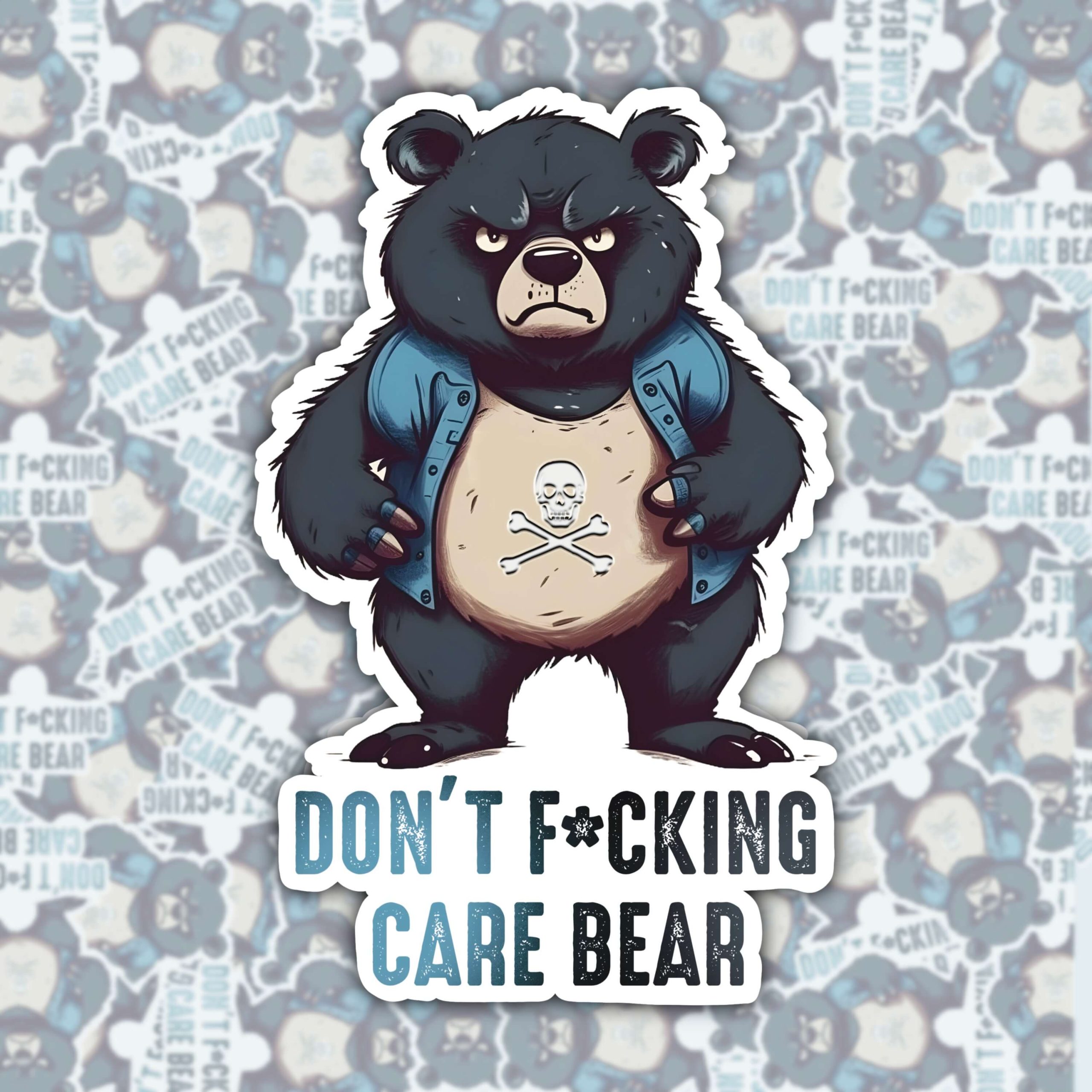 WS097 DON'T FCKING CARE BEAR WATERPROOF STICKER