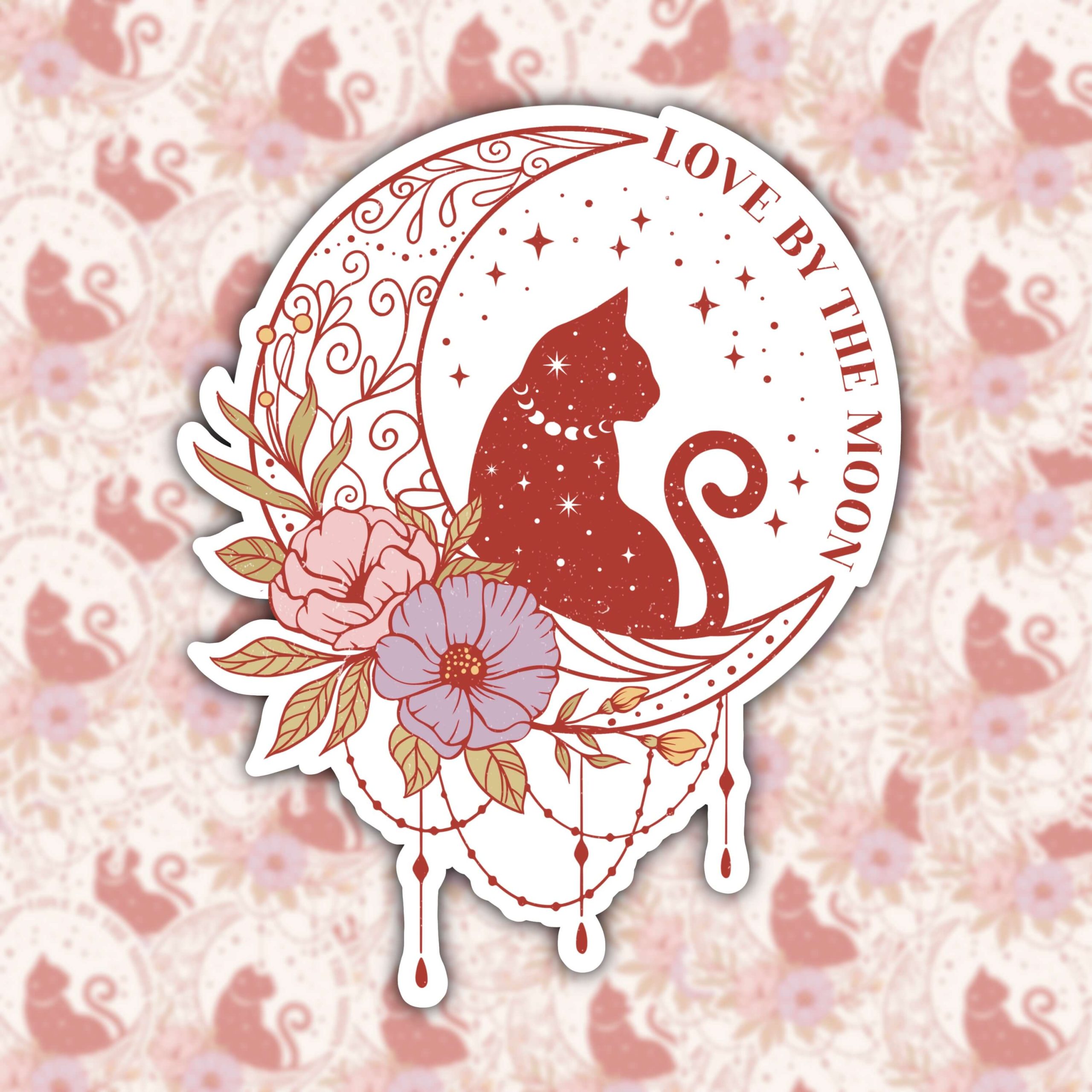 WS107 LOVE BY THE MOON WATERPROOF STICKER