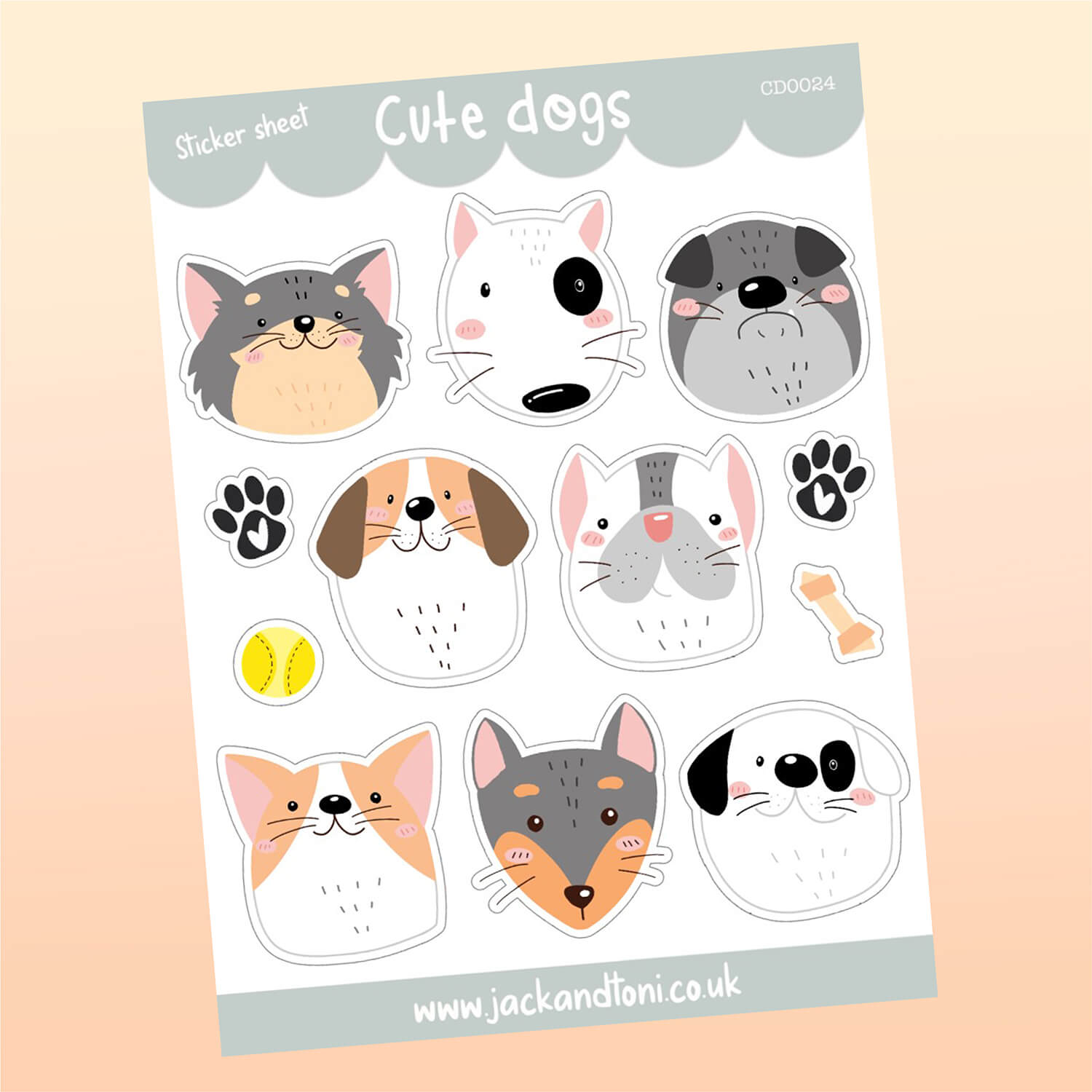 cute dogs cd0024 kiss cut sticker sheet