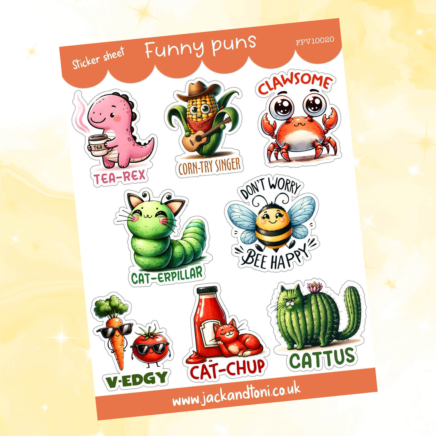 funny puns version 1 fpv10020 kiss cut sticker sheet