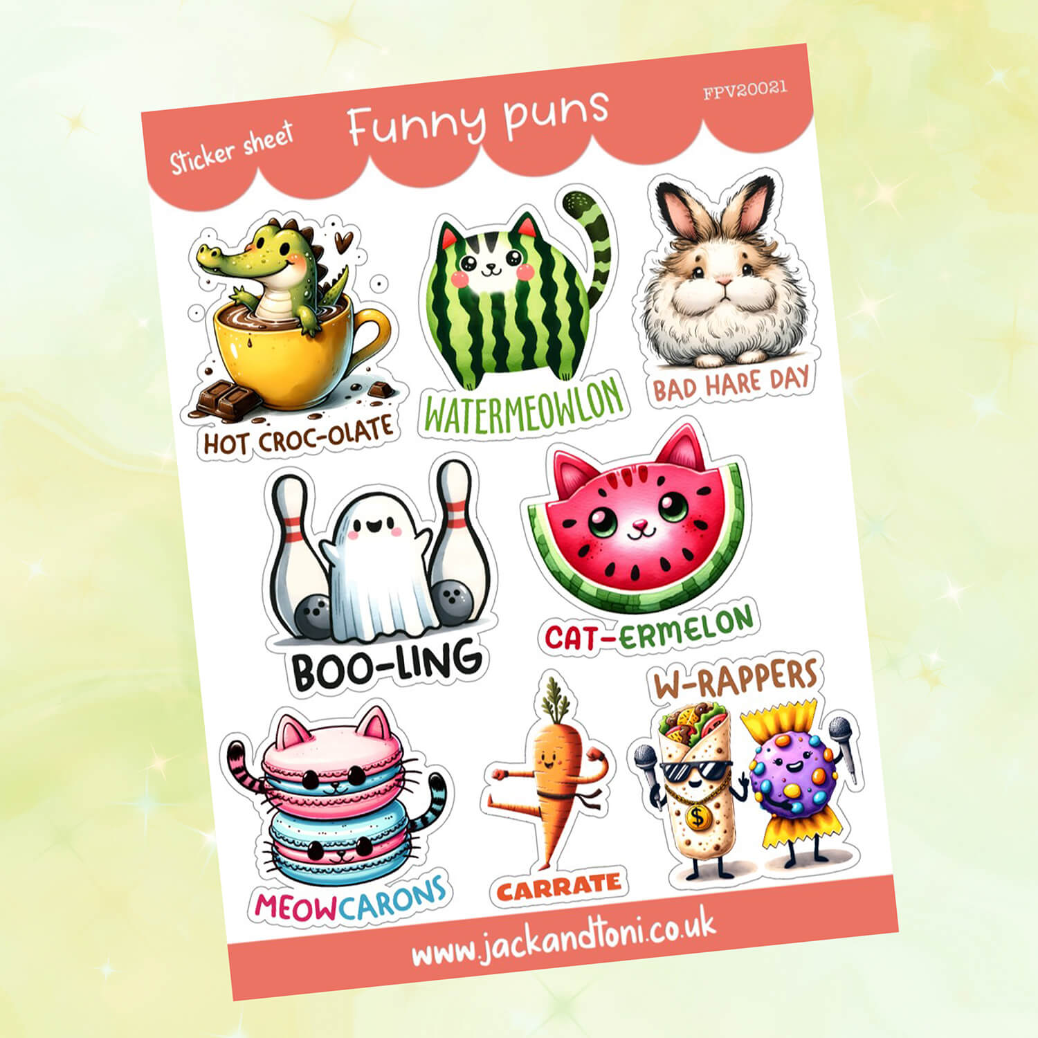 funny puns version 2 fpv10021 kiss cut sticker sheet