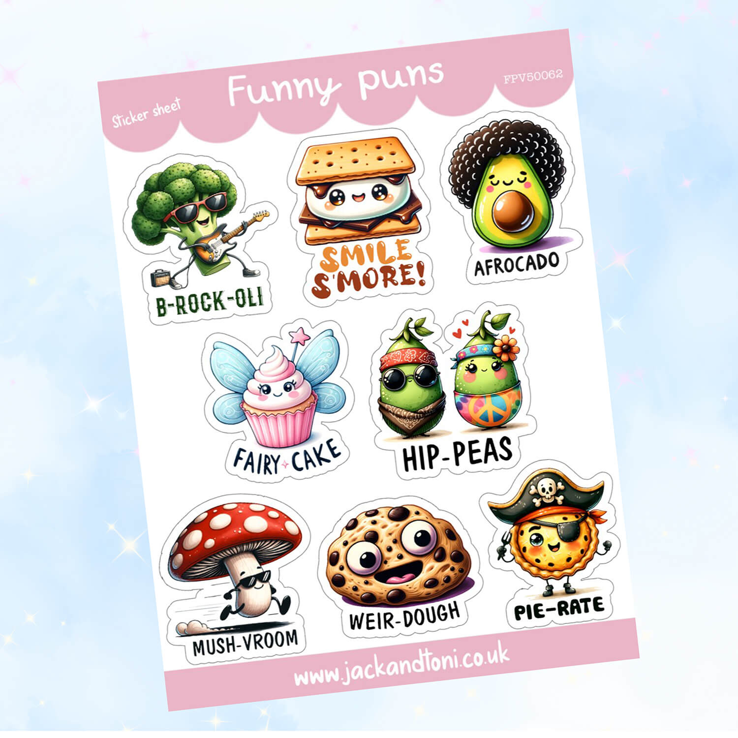 funny puns version 5 fpv60062 kiss cut sticker sheet
