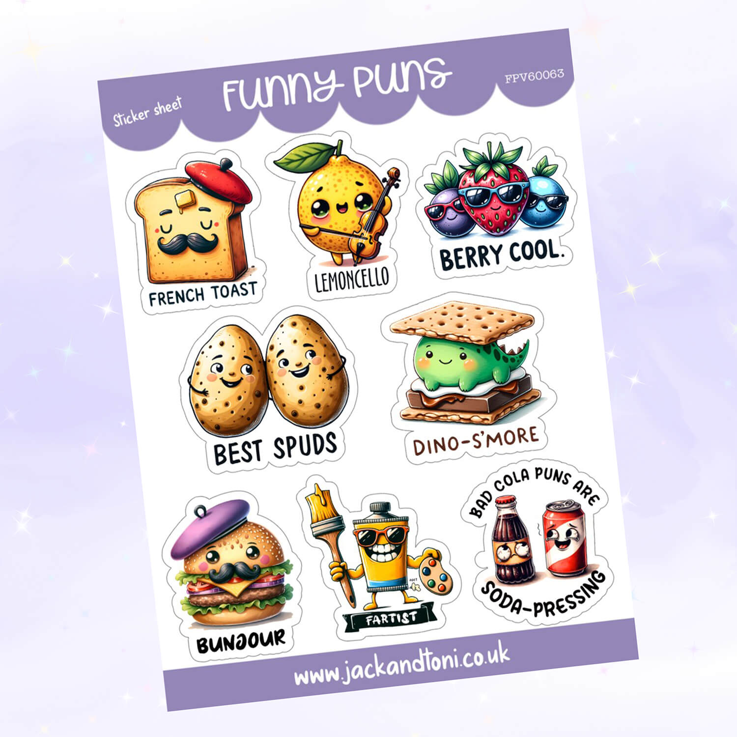funny puns version 6 fpv60063 kiss cut sticker sheet