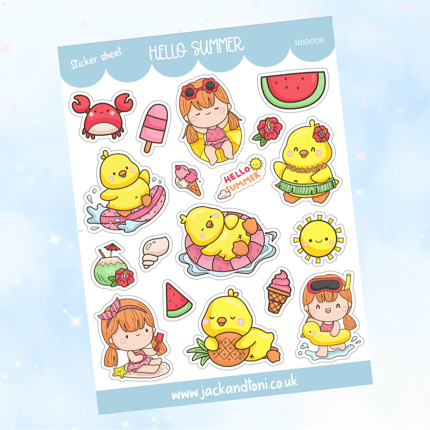 hello summer hs0009 kiss cut sticker sheet