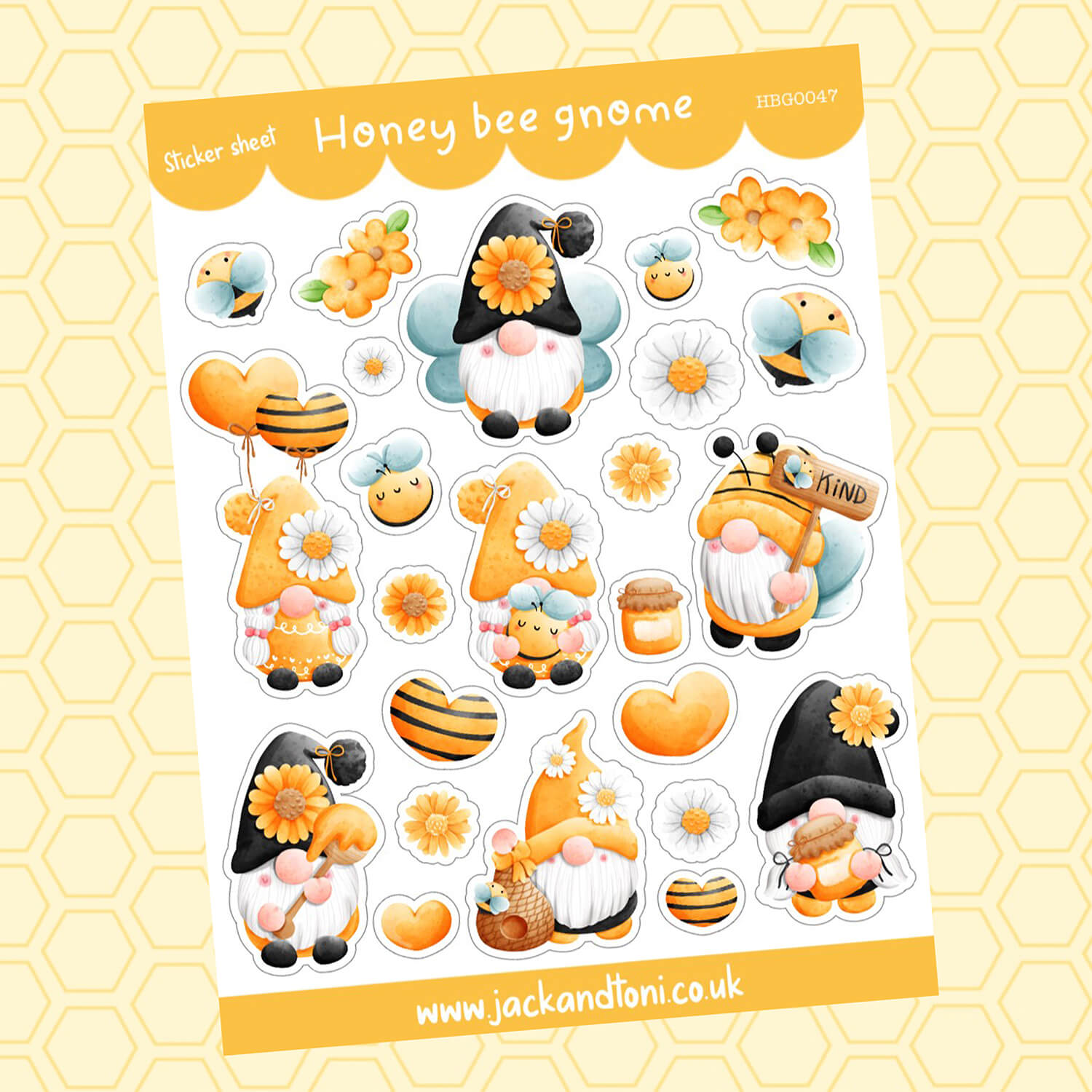 honey bee gnome hbg0047 kiss cut sticker sheet