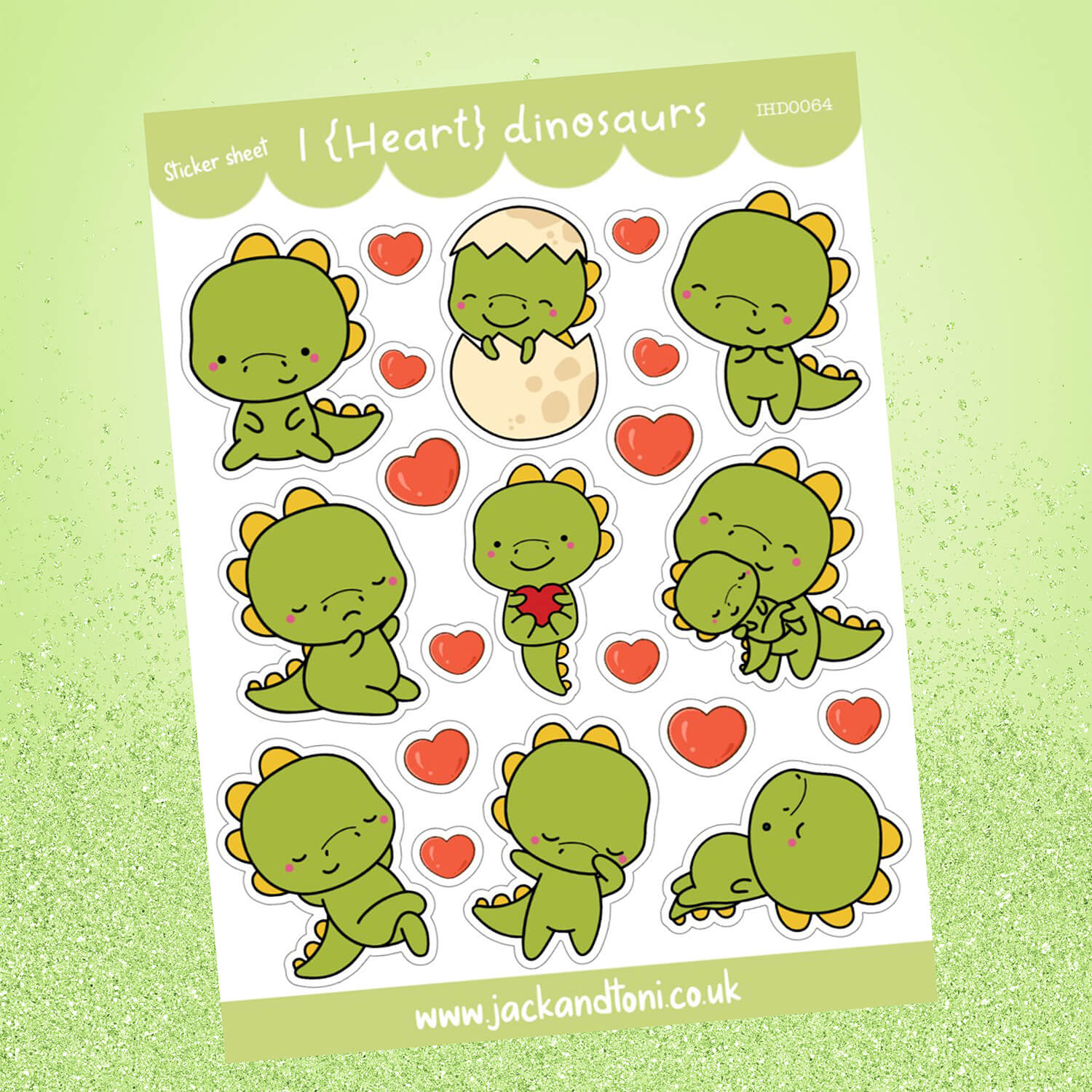 i heart dinosaurs ihd0064 kiss cut sticker sheet