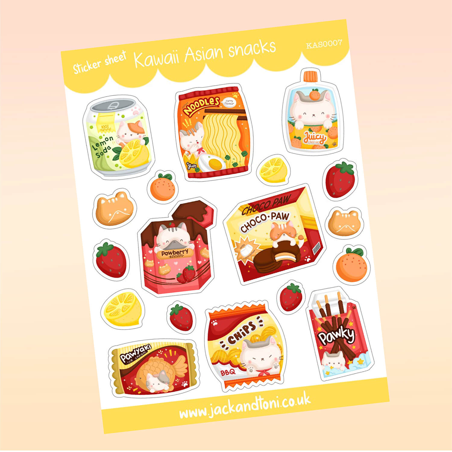kawaii asian snacks kas0007 kiss cut sticker sheet