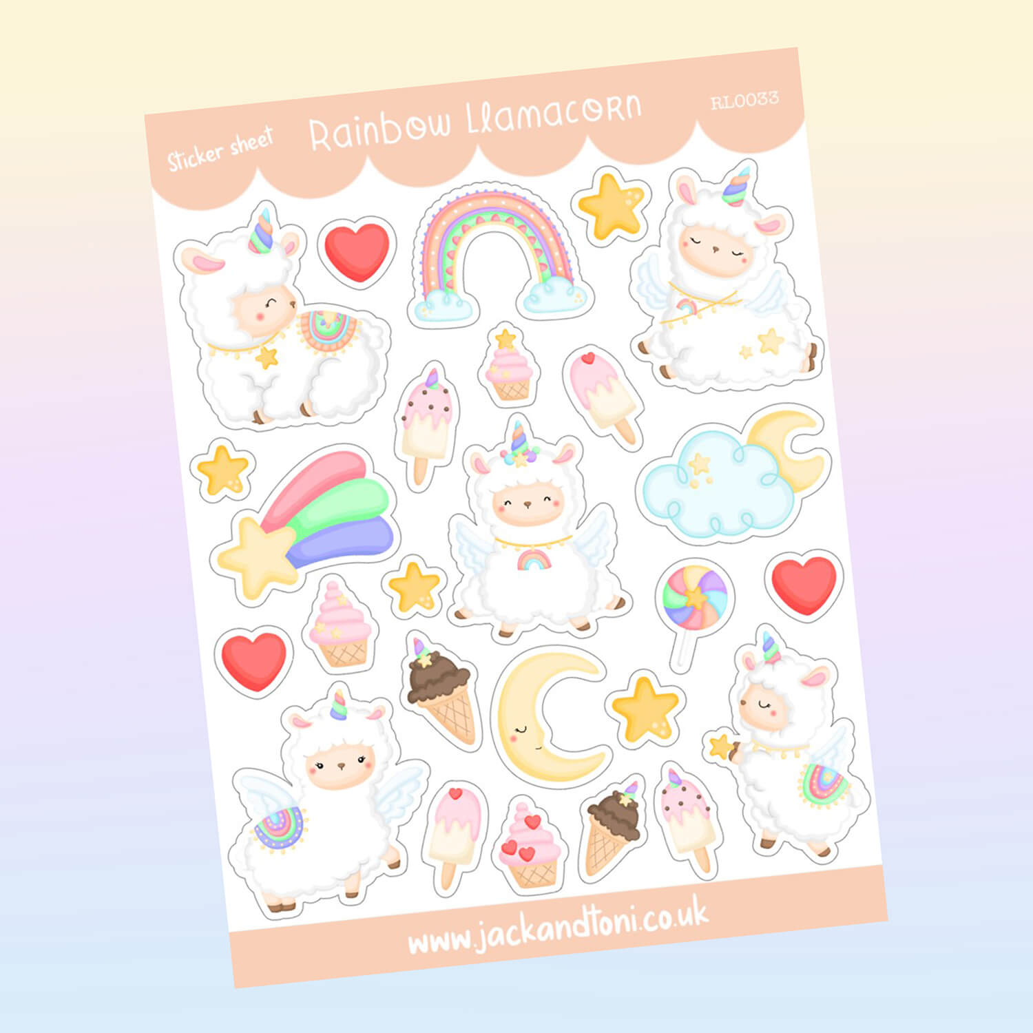 rainbow llamacorn rl0033 kiss cut sticker sheet