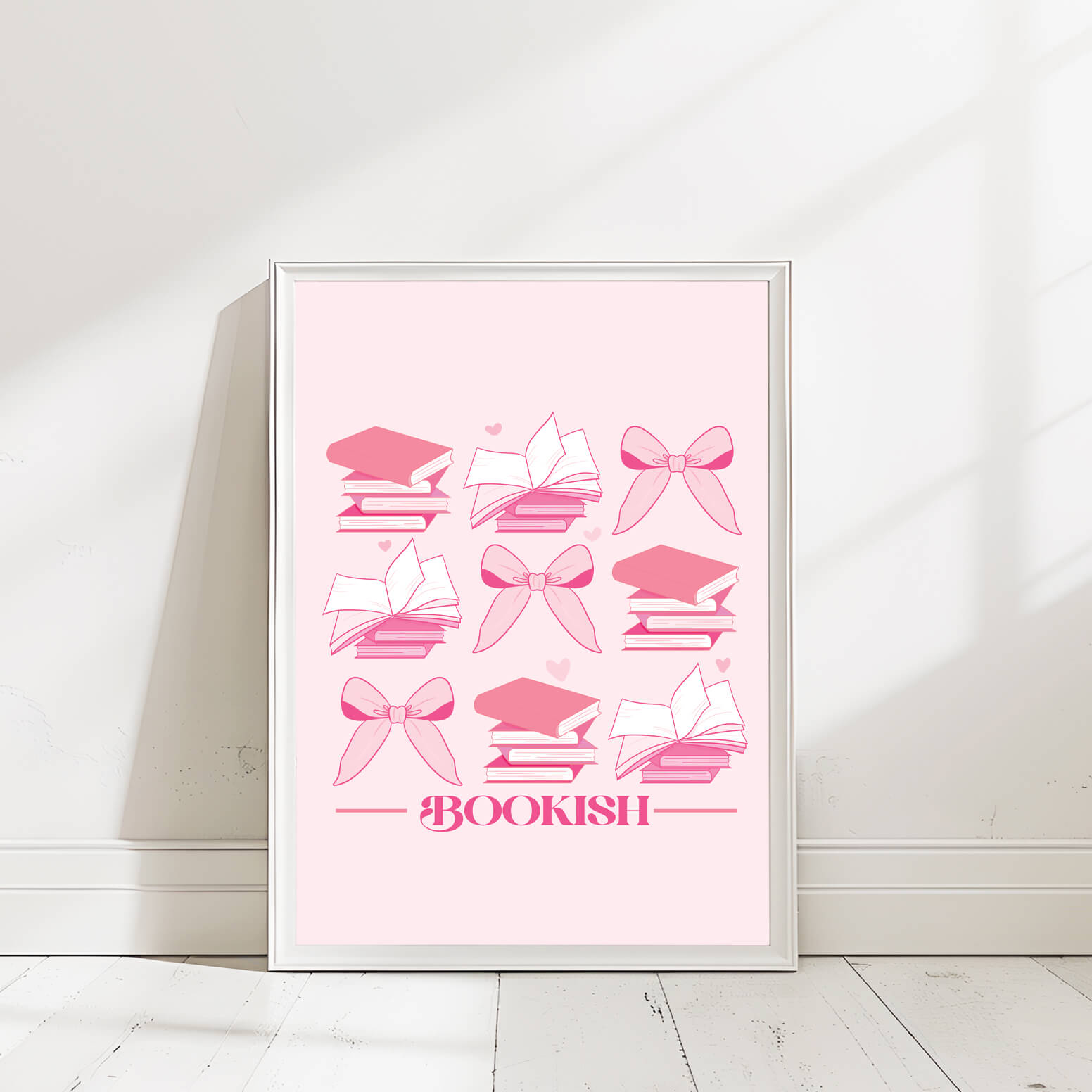 BOOKISH GIRL ERA PINK BOW WALL ART PRINT BOK027