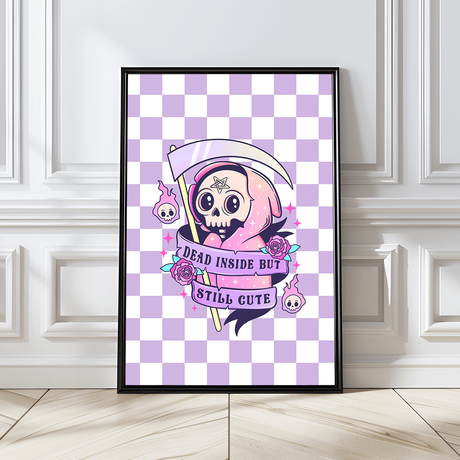 DIB028 DEAD INSIDE BUT STILL CUTE WALL ART RETRO PRINT