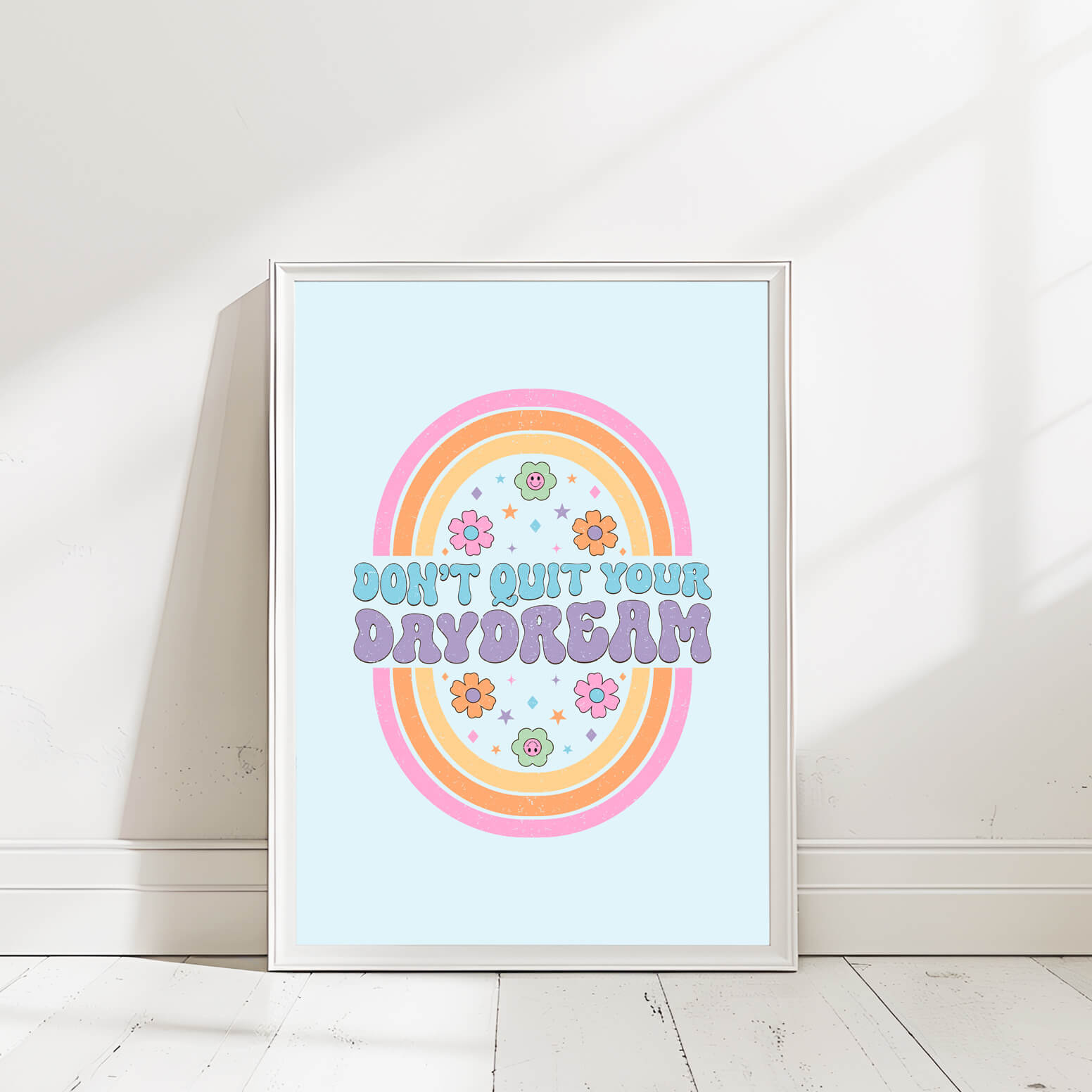 DONT QUIT YOUR DAYDREAM RAINBOW QUOTE WALL ART PRINT DQY022