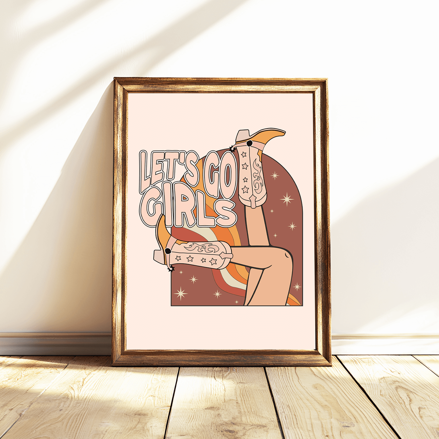 LETS GO GIRLS COUNTRY COWGIRL BOOTS RETRO WALL ART PRINT LGG032.jpg
