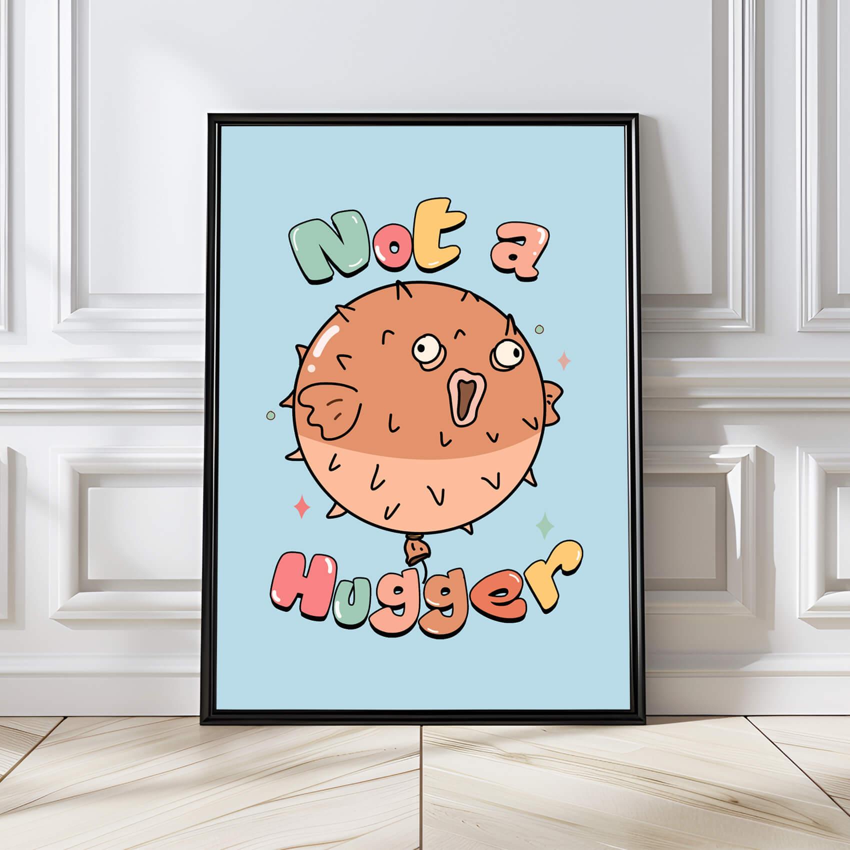 NOT A HUGGER BLUE RETRO FUNNY WALL ART PRINT NAH005