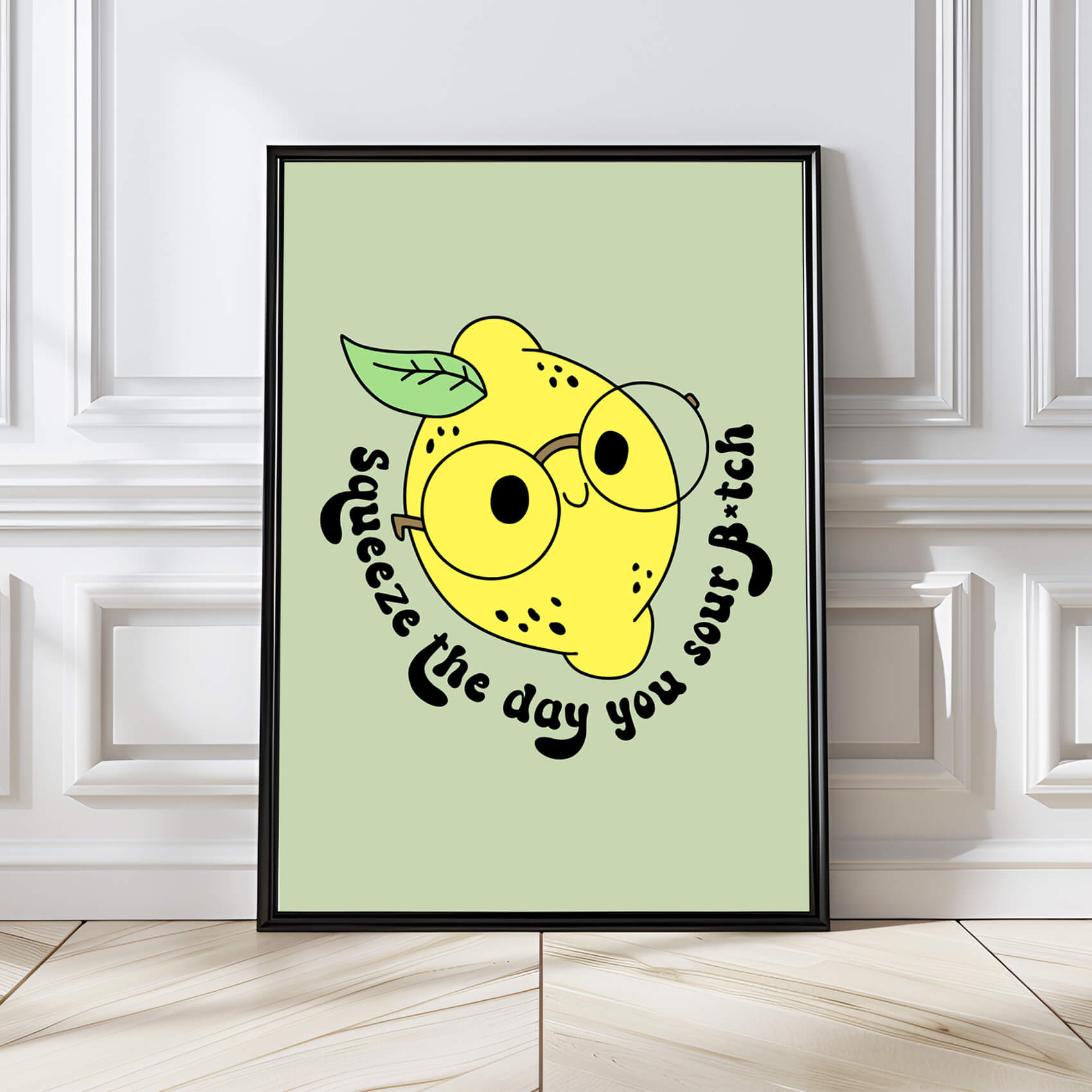 SQUEEZE THE DAY LEMON SAGE RETRO FUNNY WALL ART PRINT LSB012